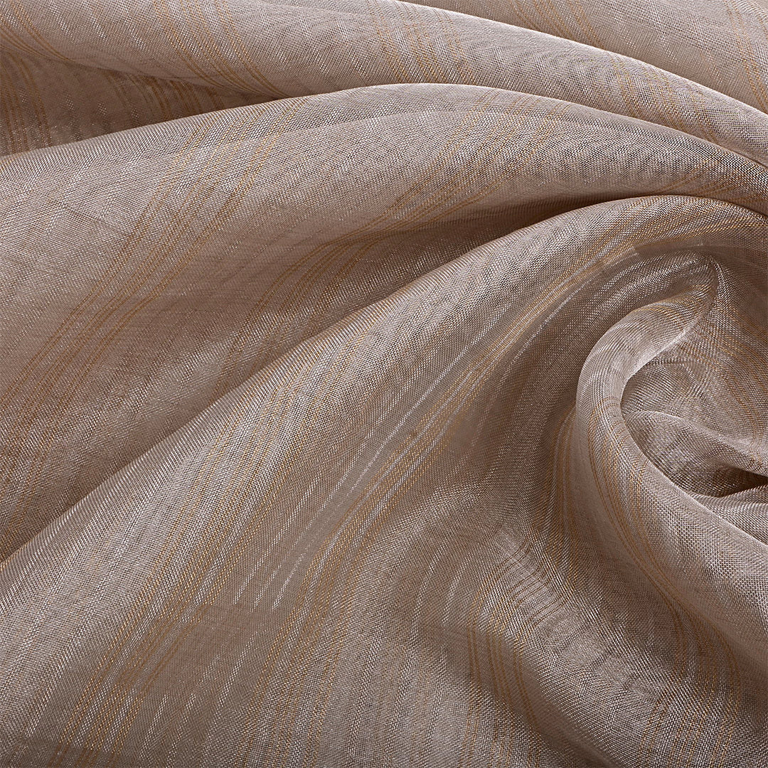 Dull Gold Jamawar Tissue Striped Fabric