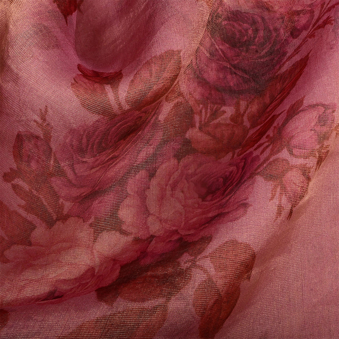 Dusty Rose Tissue Floral Printed Fabric