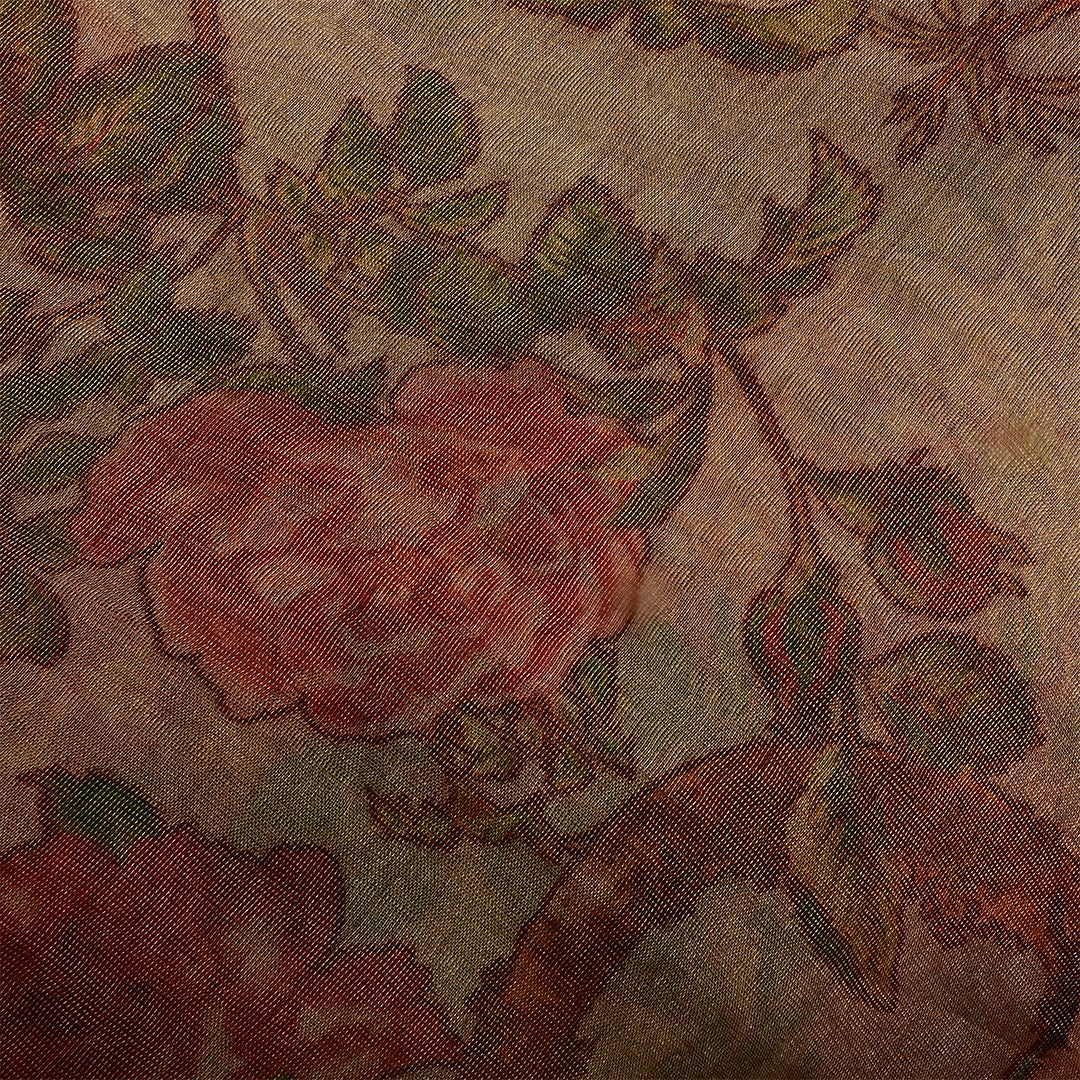 Pale Creamy Yellow Tissue Printed Fabric