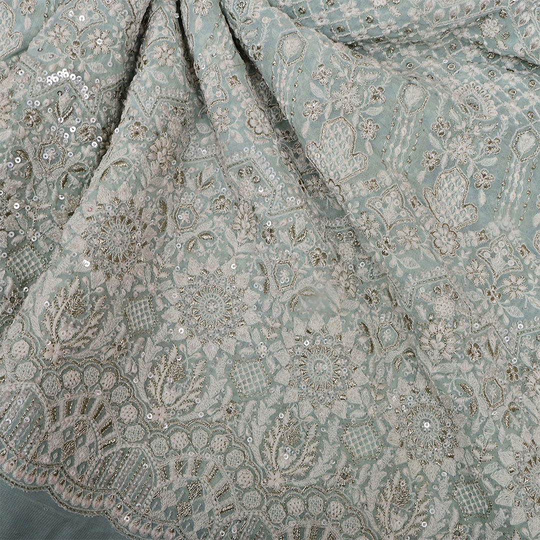 Oslo Gray Georgette Embroidered Fabric