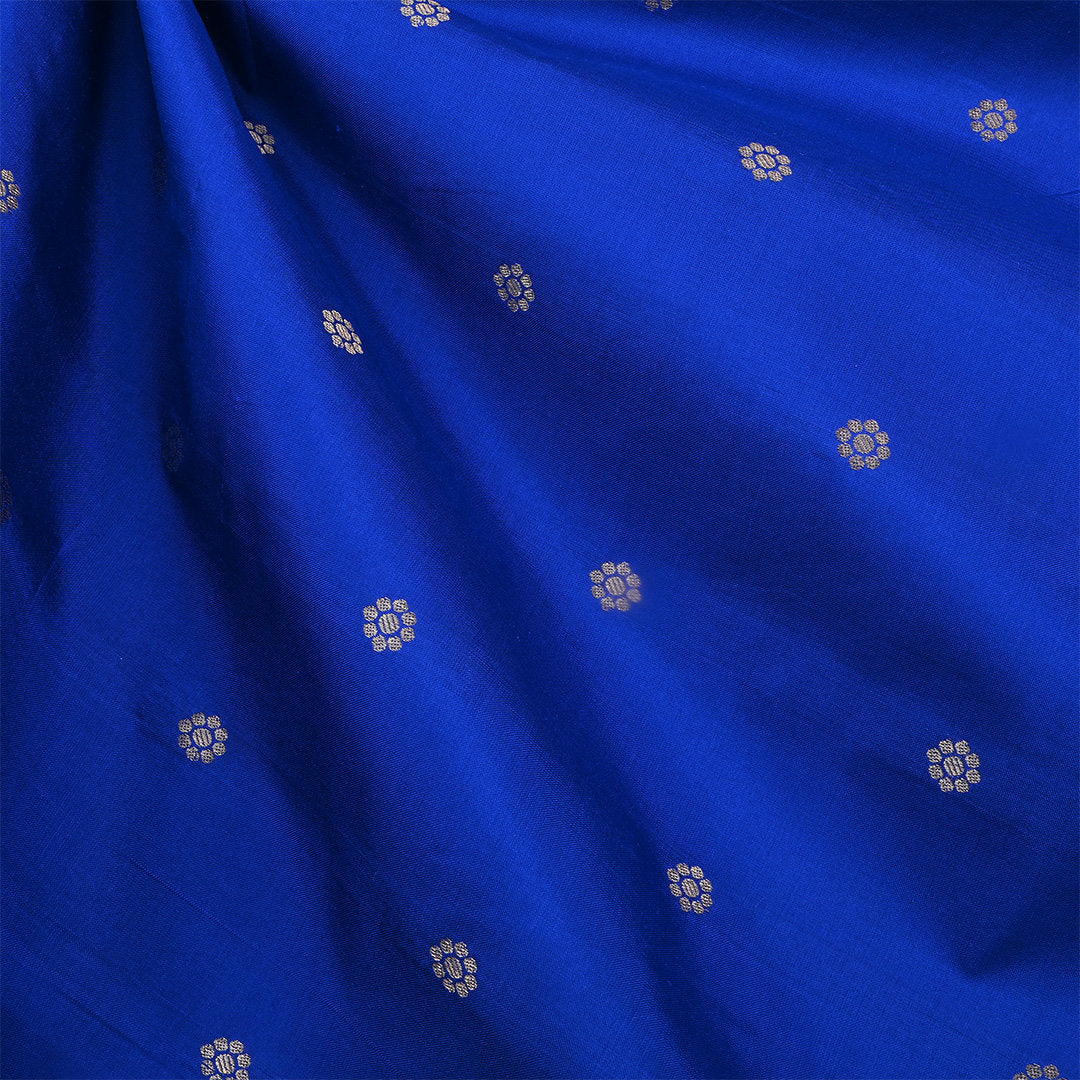 Egyptian Blue Jamawar Silk Fabric With Floral Butti'S