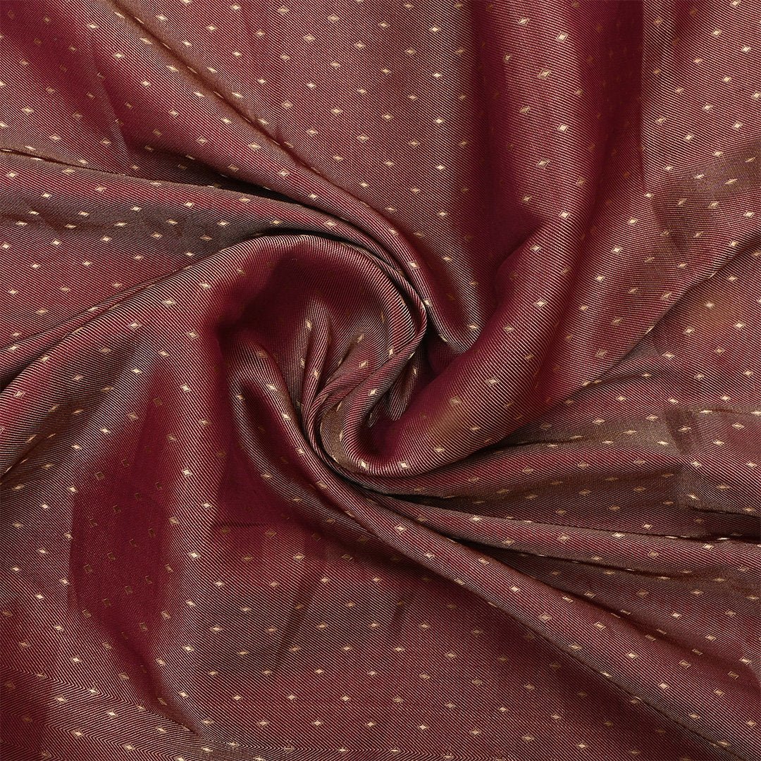 Red Brown Jamawar Tissue Fabric With Dotted Pattern
