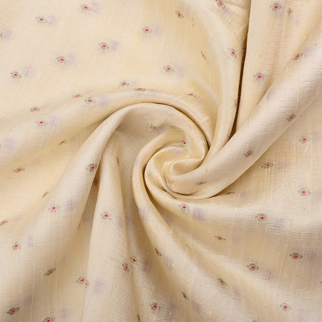 Buttercream Jamawar Dupion Weaved Fabric