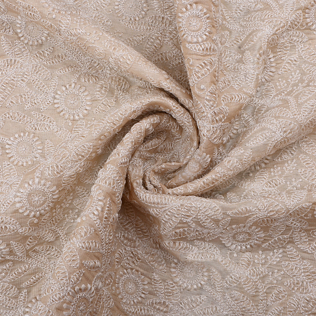 Antique White Tussar Tissue Thread Work Fabric