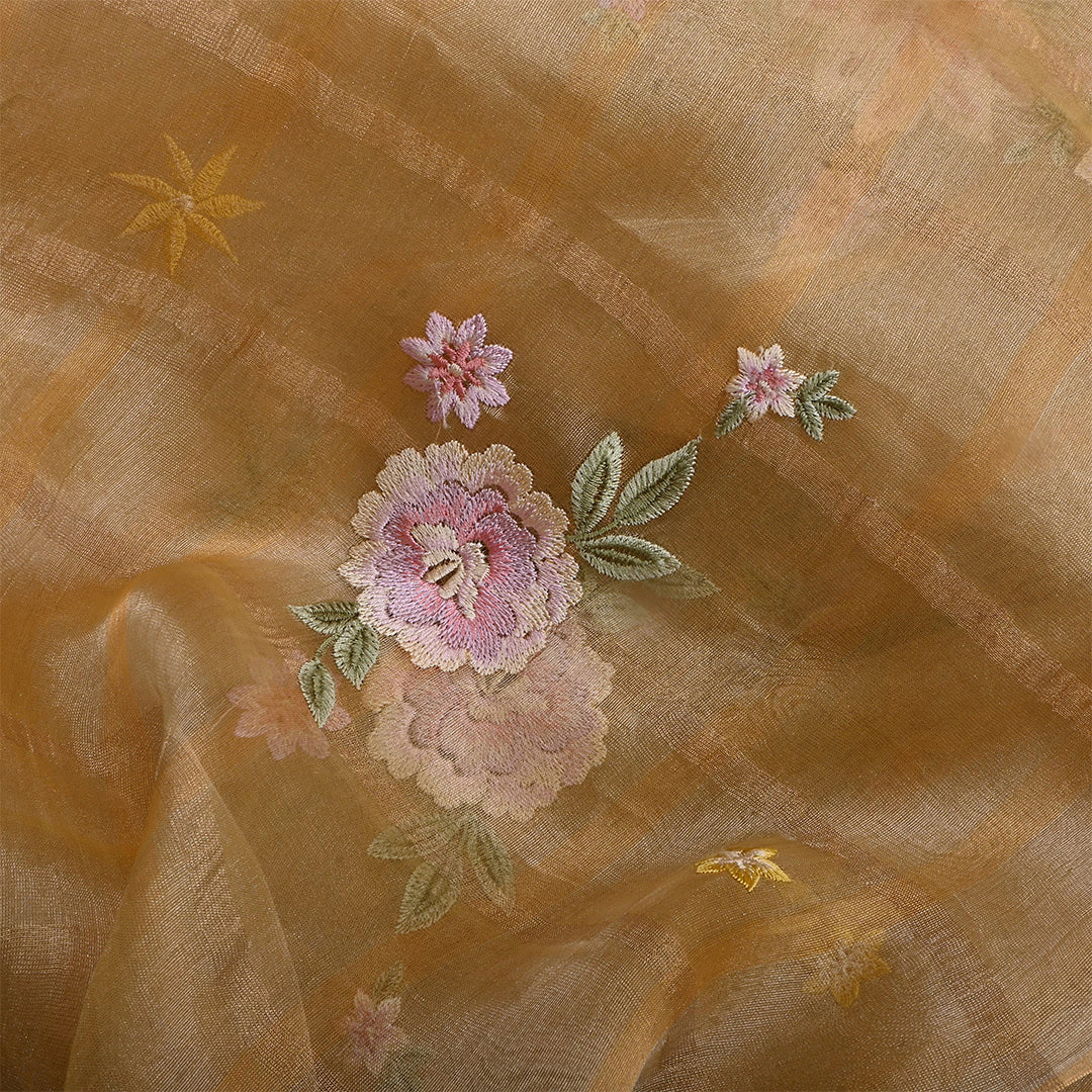 Light French Beige Tissue Embroidered Fabric