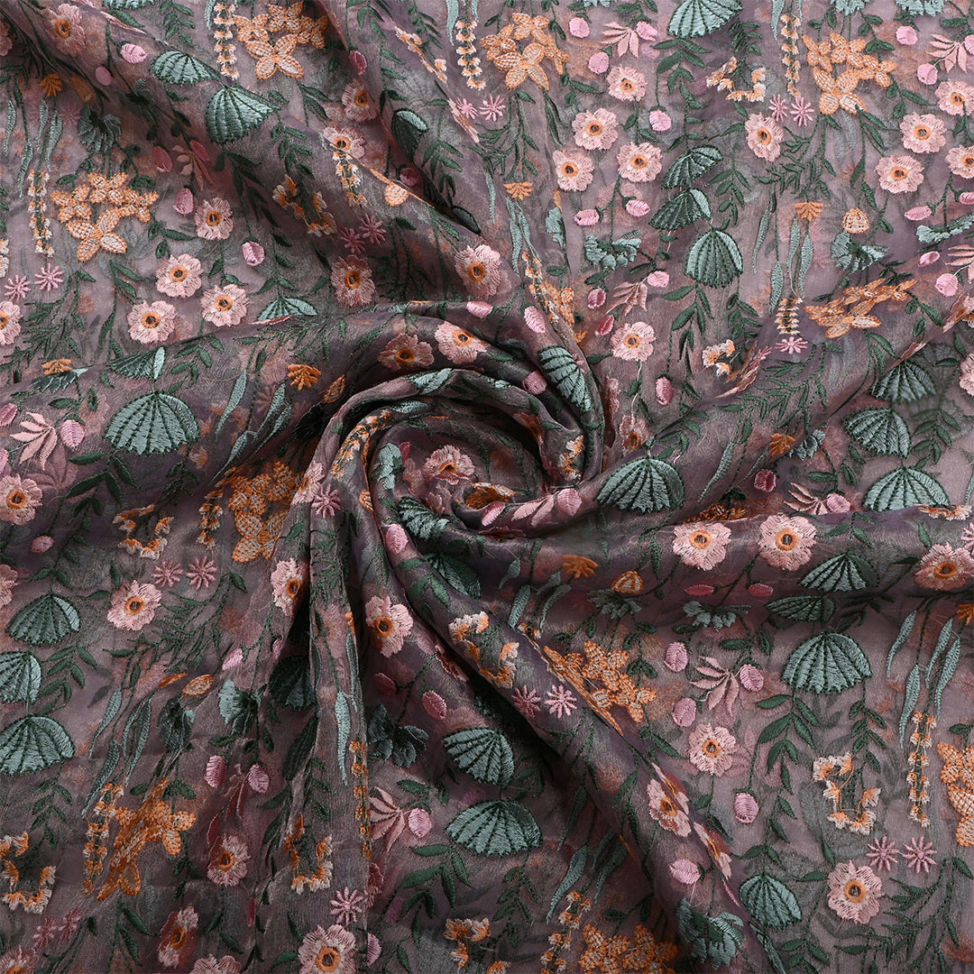 Old Valender Tissue Floral Embroidered Fabric