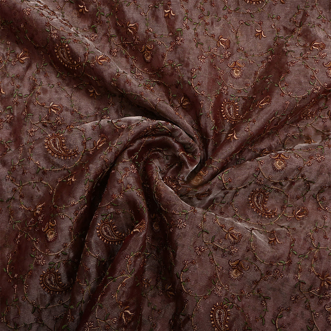 Coffee Bean Tissue Embroidered Fabric