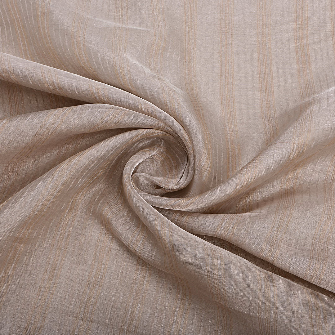 Dull Gold Jamawar Tissue Striped Fabric