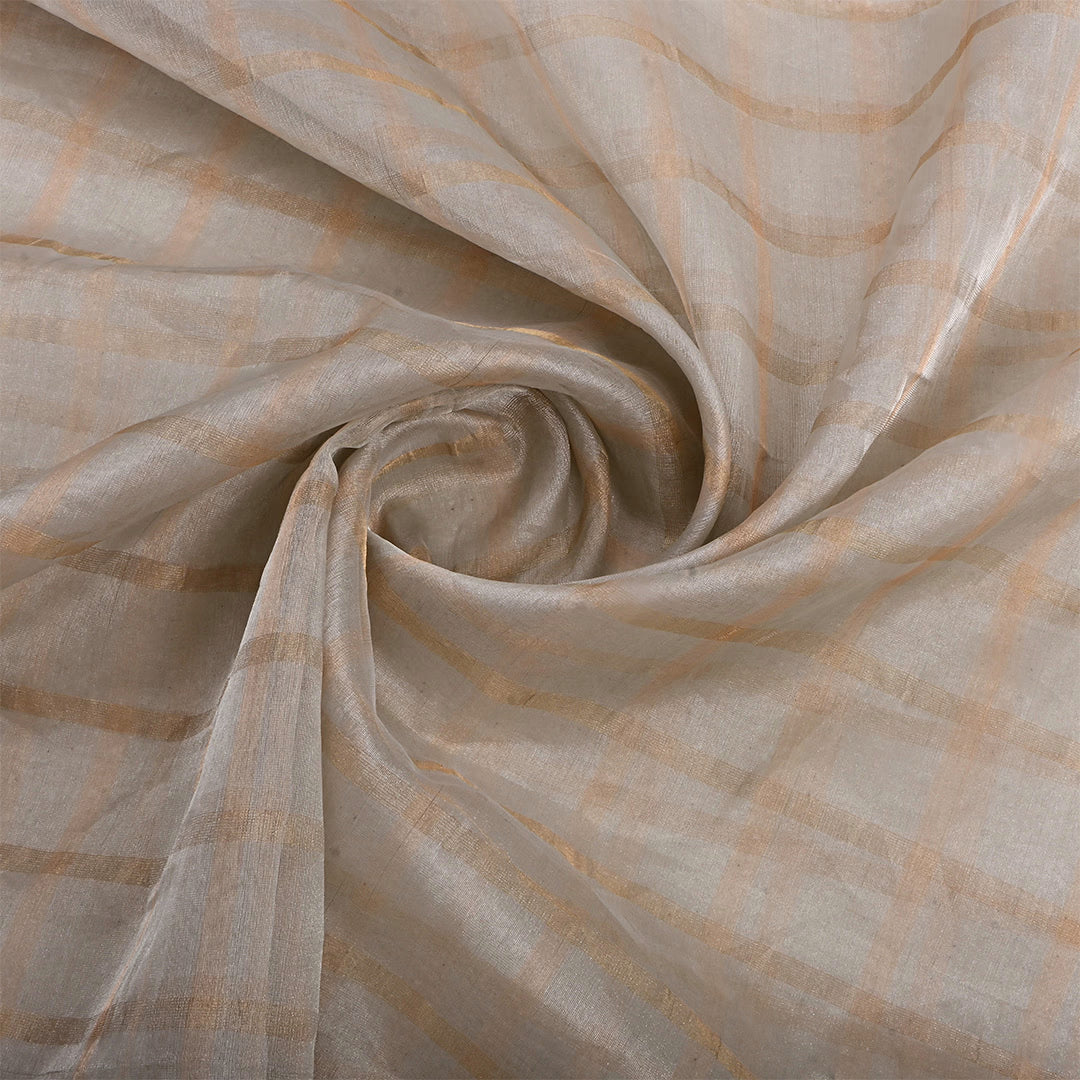 Silver Tissue Checks Pattern Fabric