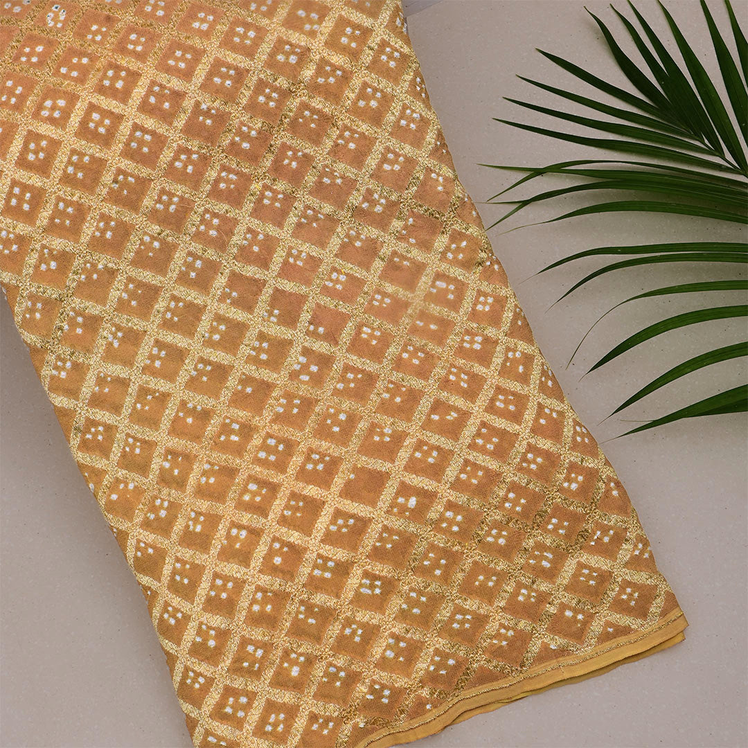 Cinnamon Brown Georgette Bandhani Fabric
