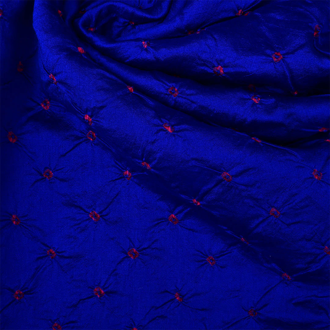 Phthalo Blue Silk Bandhani Fabric