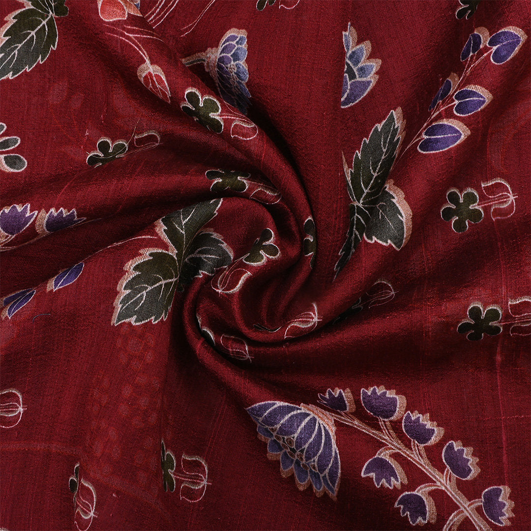 Persian Plum Red Dupion Fabric With Digital Print