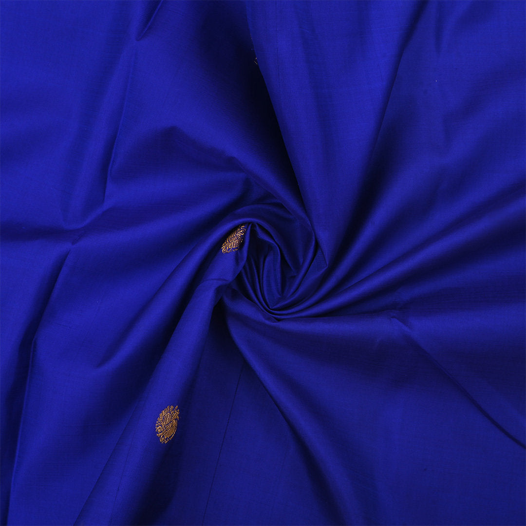 Sapphire Blue Kanjivaram Silk Fabric With Butti'S