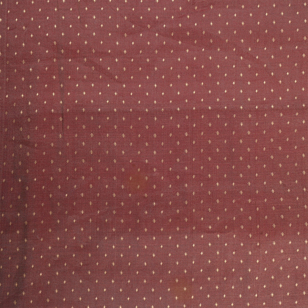 Red Brown Jamawar Tissue Fabric With Dotted Pattern