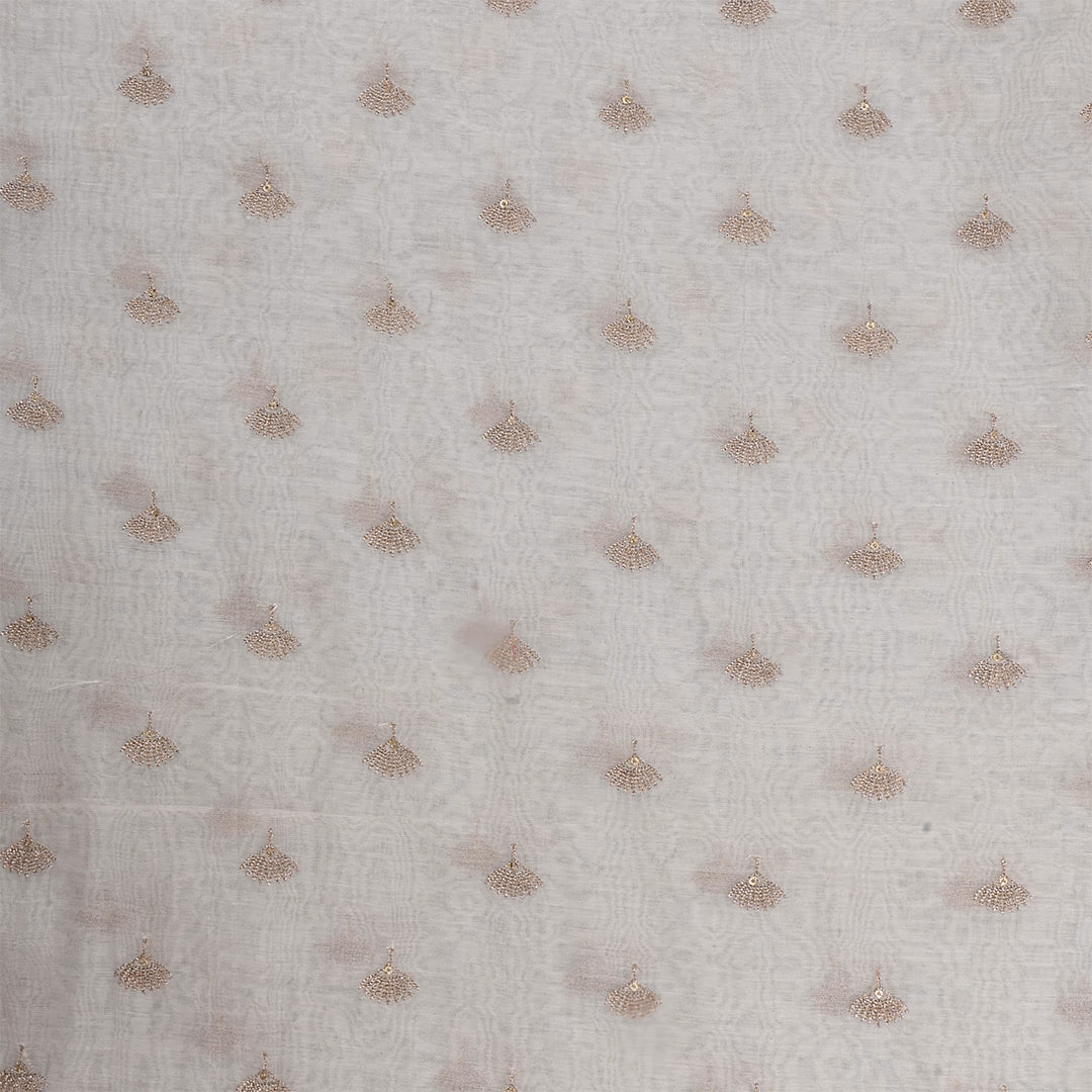 Pale Slate Chanderi Embroidered Fabric