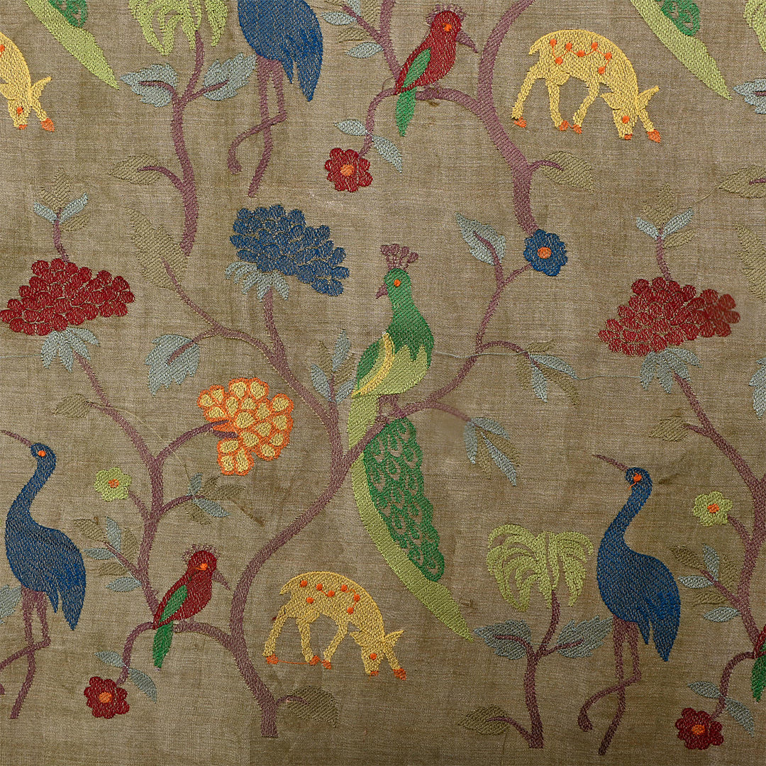 Grayish Brown Tissue Embroidered Fabric