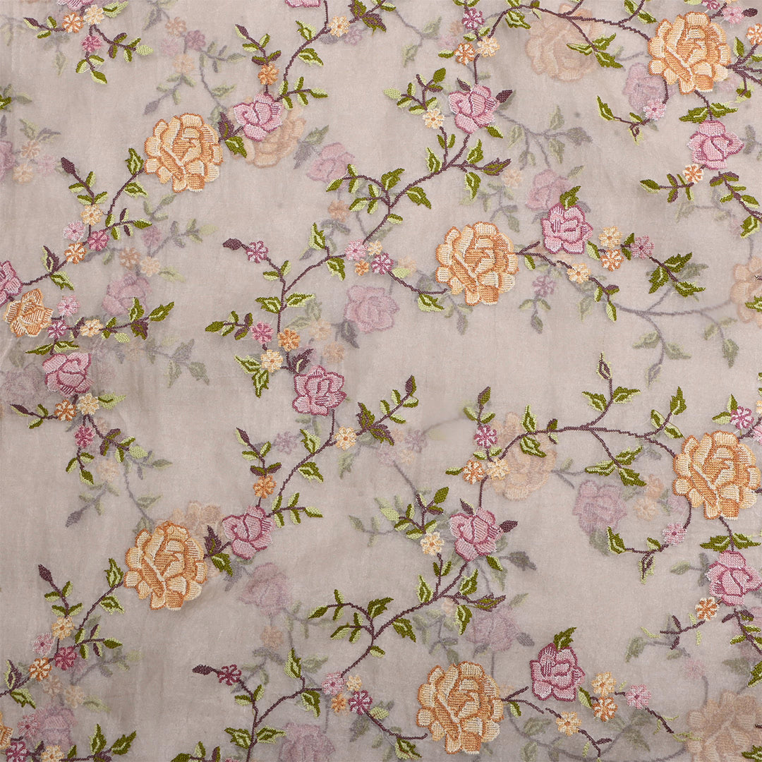 Unicorn Silver Tissue Petit Point Embroidered Fabric