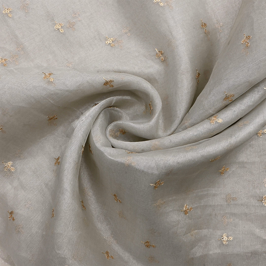 Silver Tissue Zari Embroidered Fabric