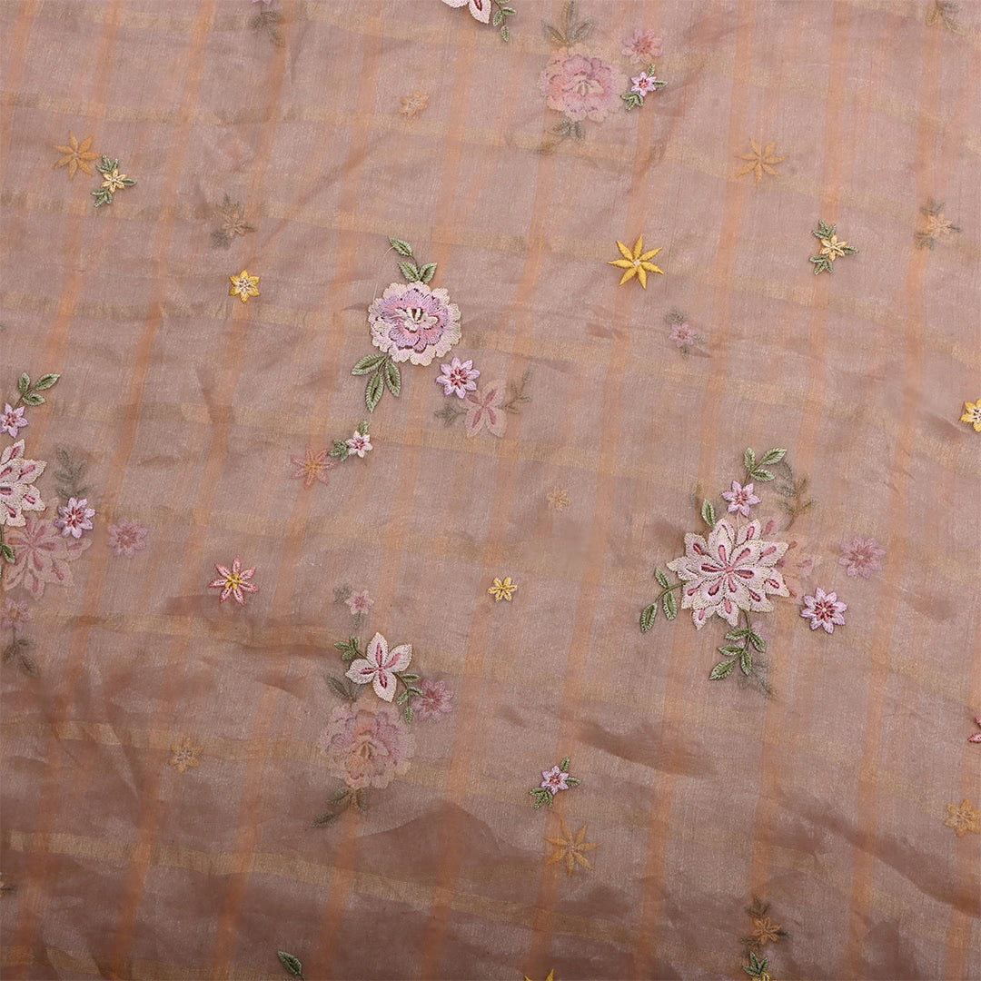 Pinkish Gray Tissue Embroidered Fabric