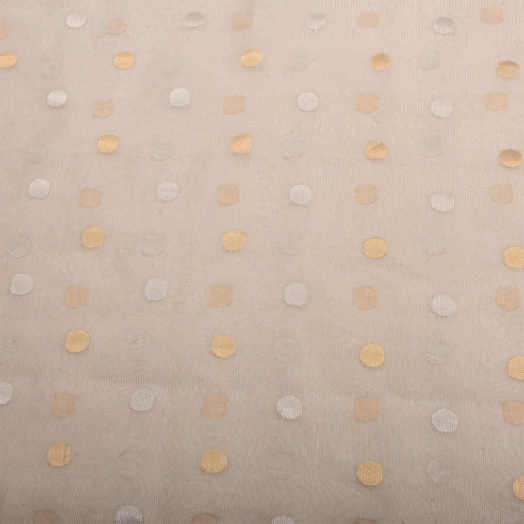 Champagne Beige Jamawar Tissue Woven Fabric