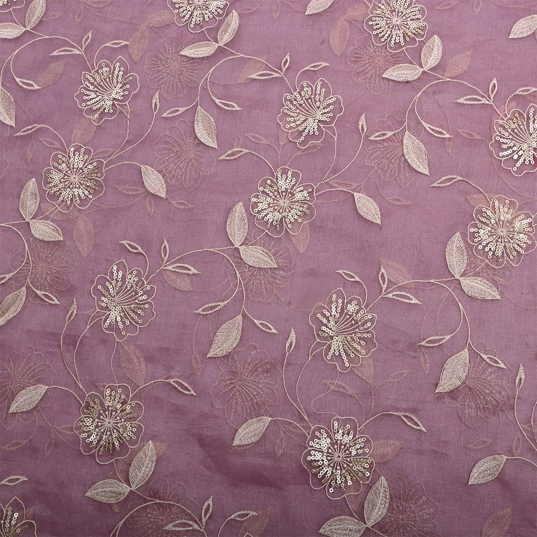 Antique Fuchsia Tissue Embroidered Fabric
