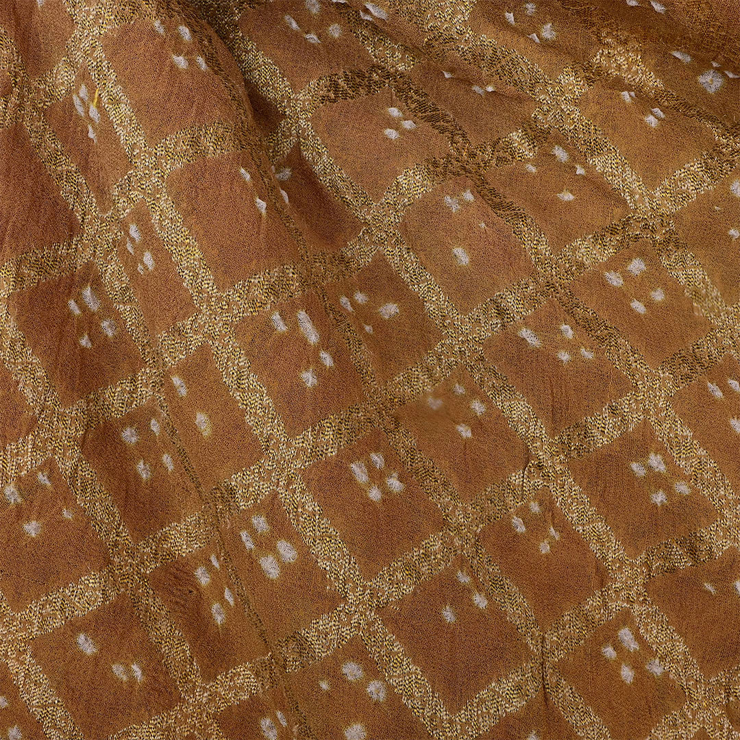 Cinnamon Brown Georgette Bandhani Fabric