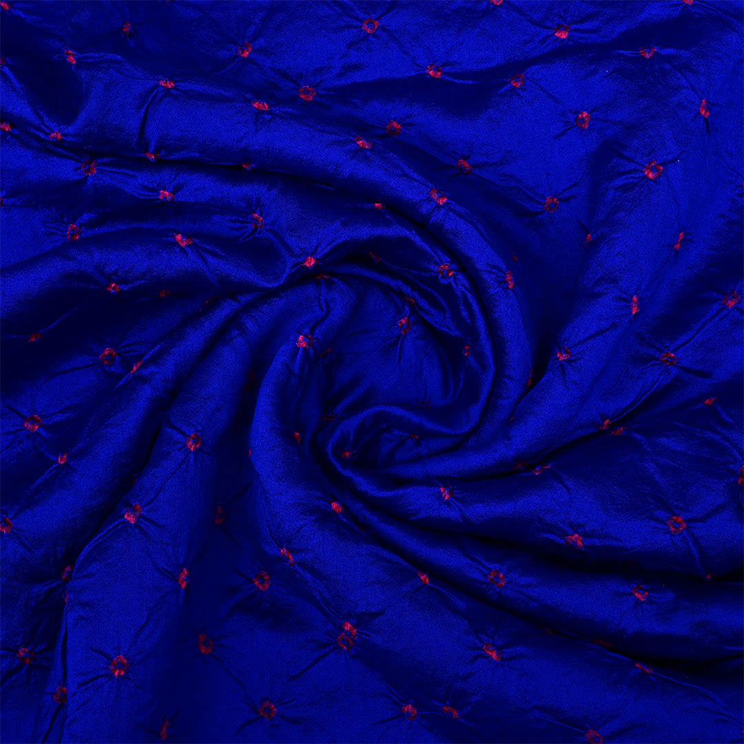 Phthalo Blue Silk Bandhani Fabric