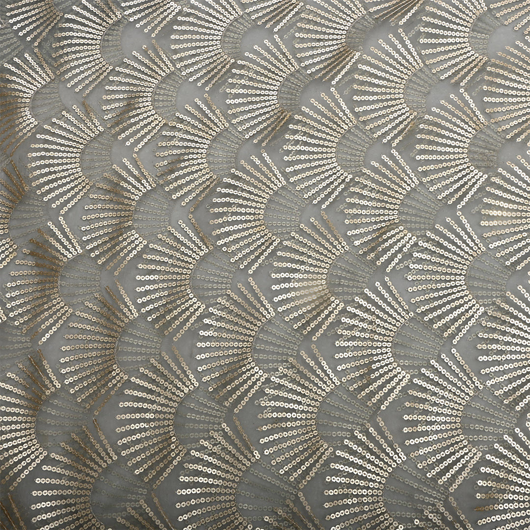 Gray Organza Sequins Work Fabric