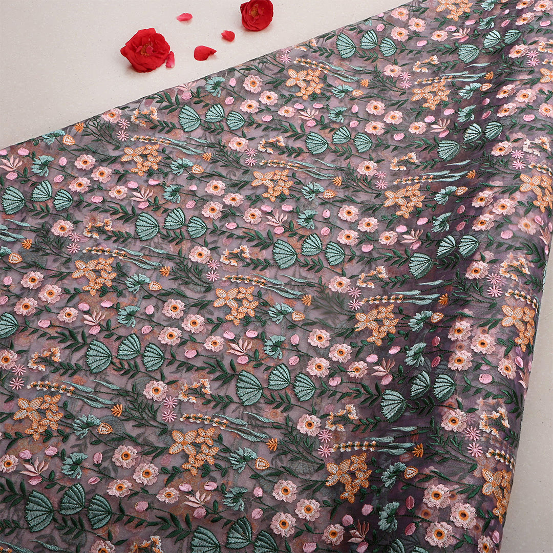 Old Valender Tissue Floral Embroidered Fabric