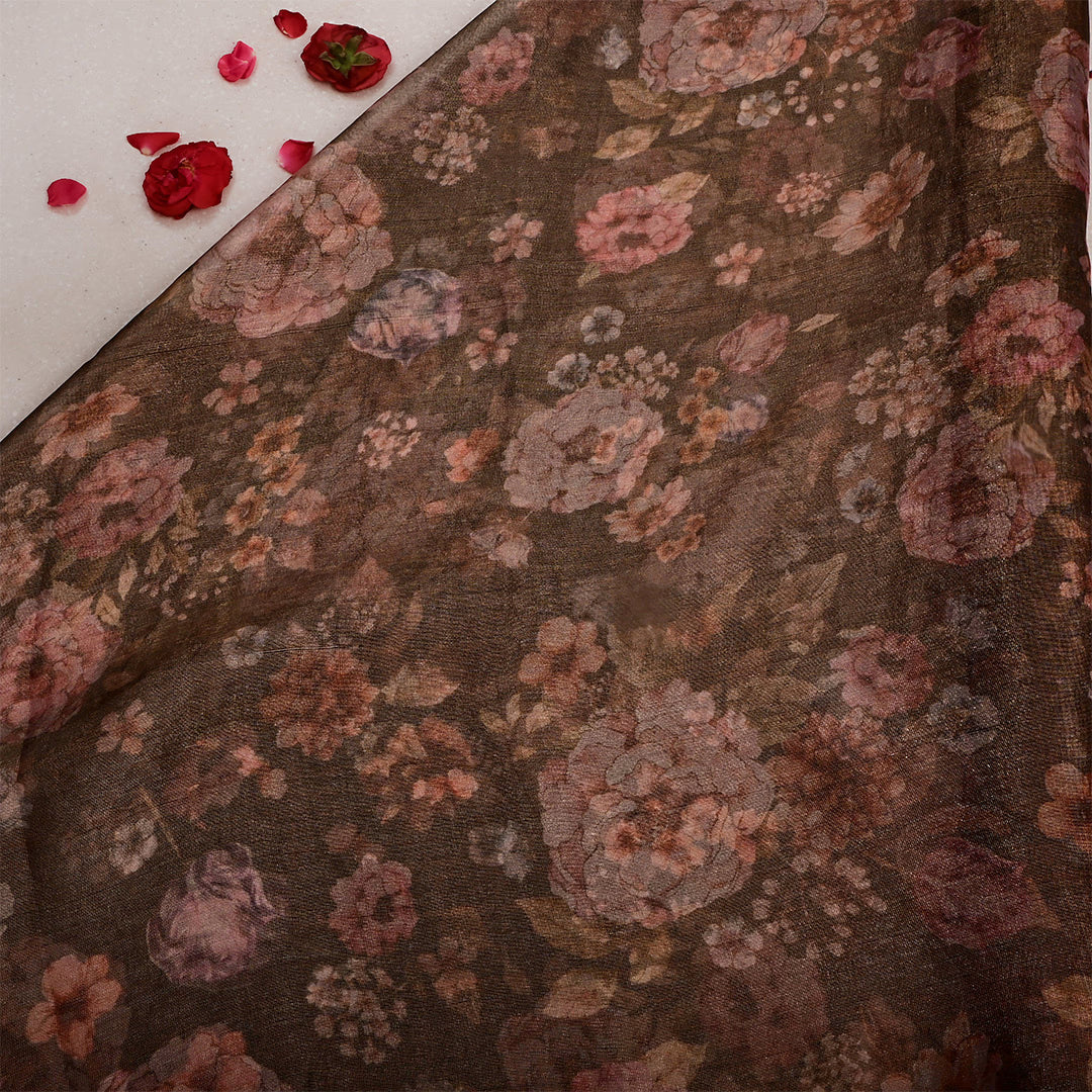 Cork Brown Tissue Printed Fabric