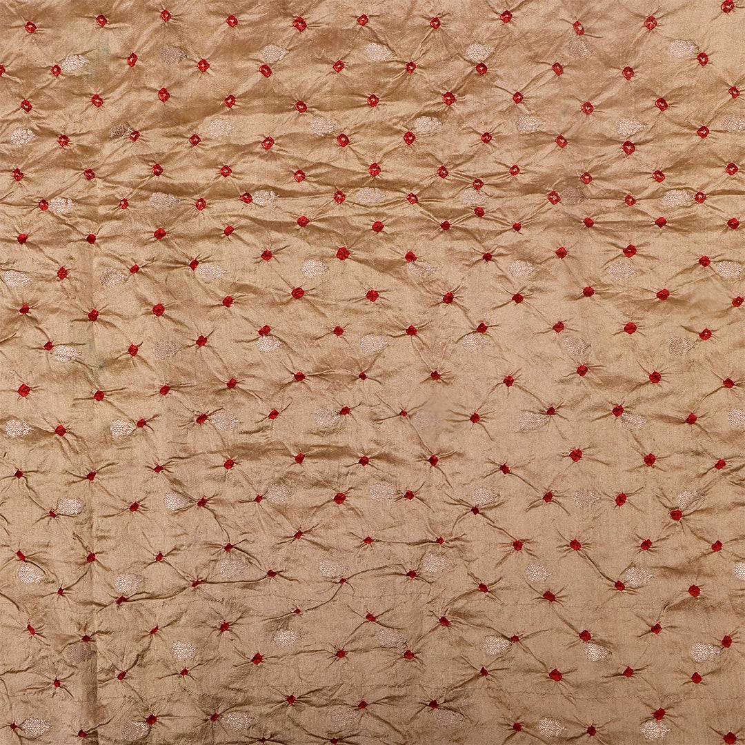 Light Taupe Silk Bandhani Fabric