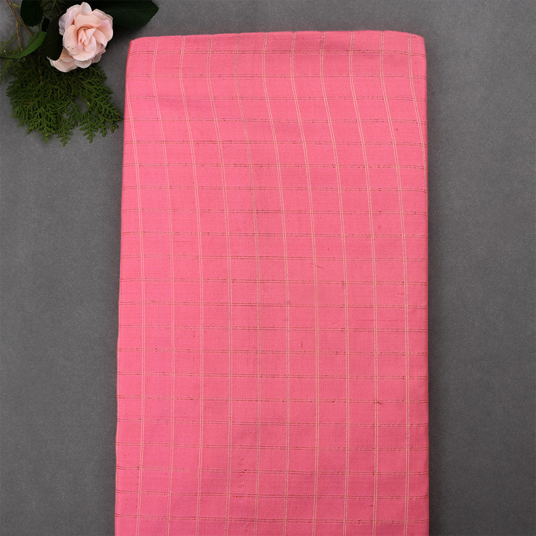 Pink Silk Fabric With Paithani Border