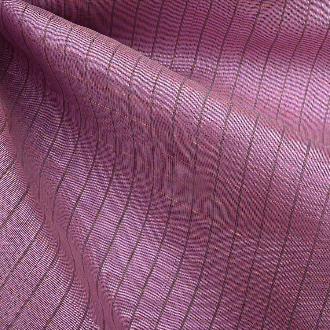 Pastel Violet Jamawar Silk Fabric With Stripes