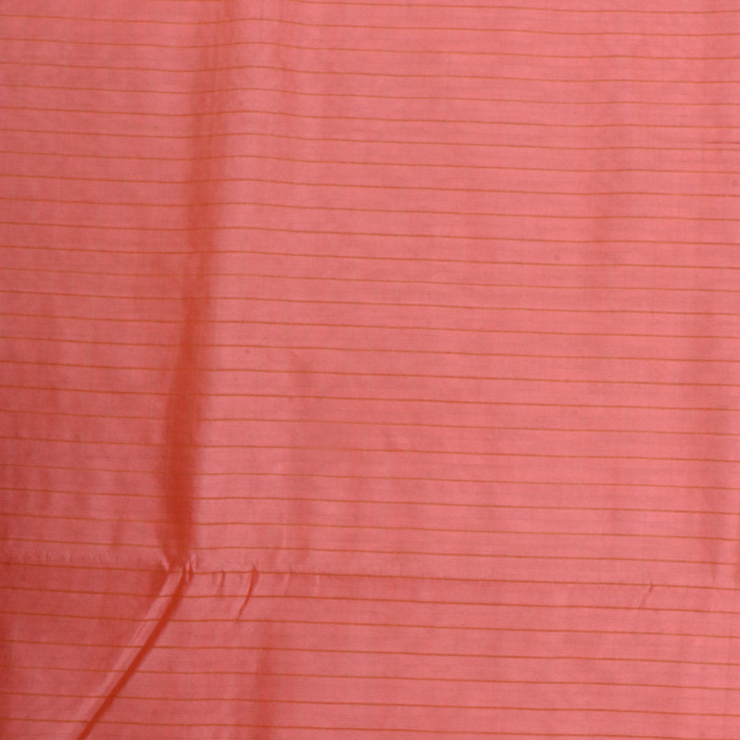Light Coral Jamawar Silk Fabric With Stripes Pattern