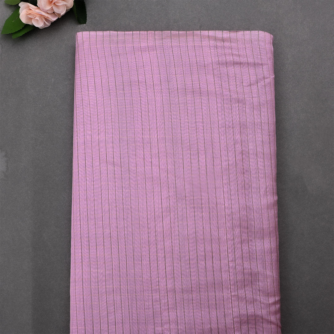 Pastel Violet Jamawar Silk Fabric With Stripes