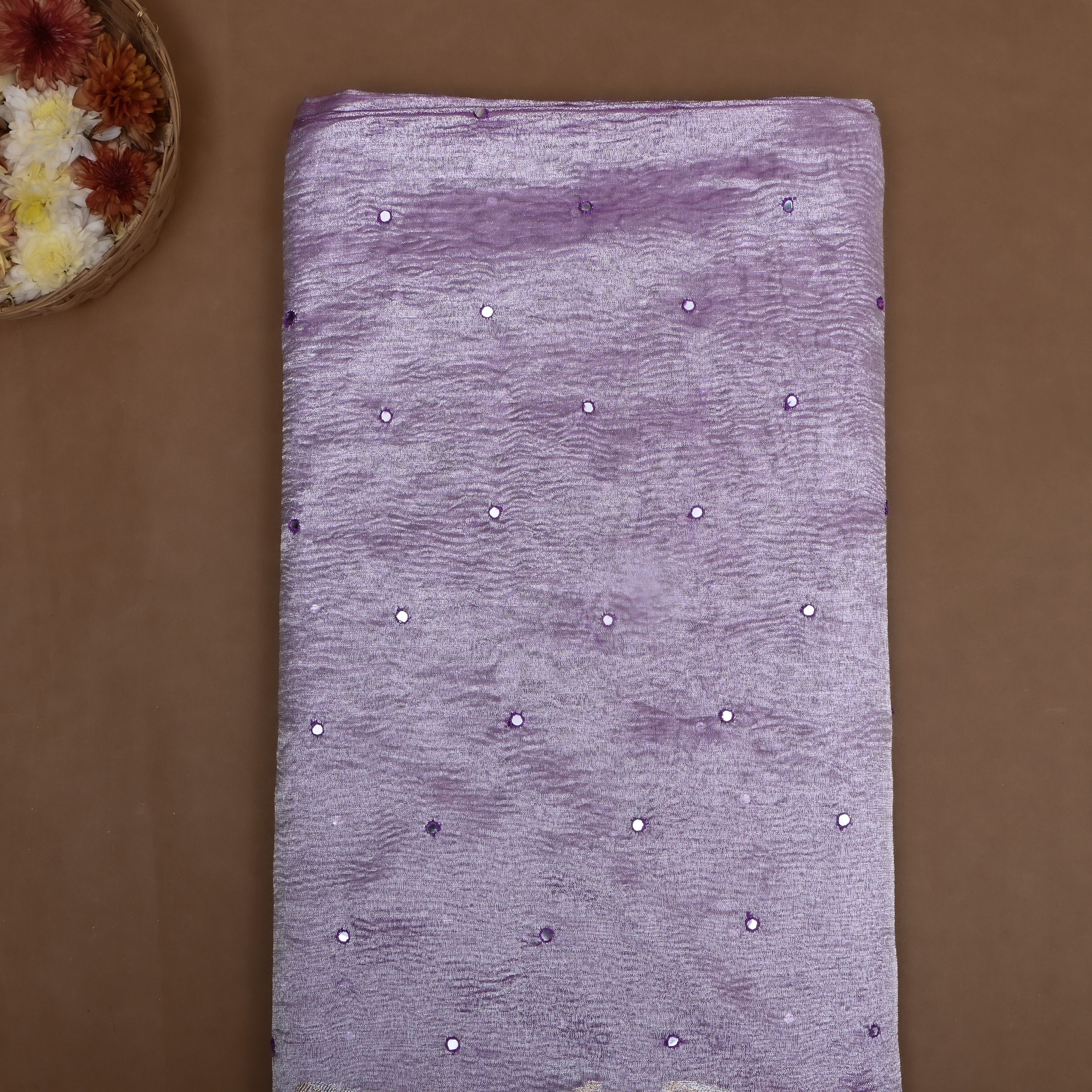 Bright Lavender Zari Woven Tissue Fabric