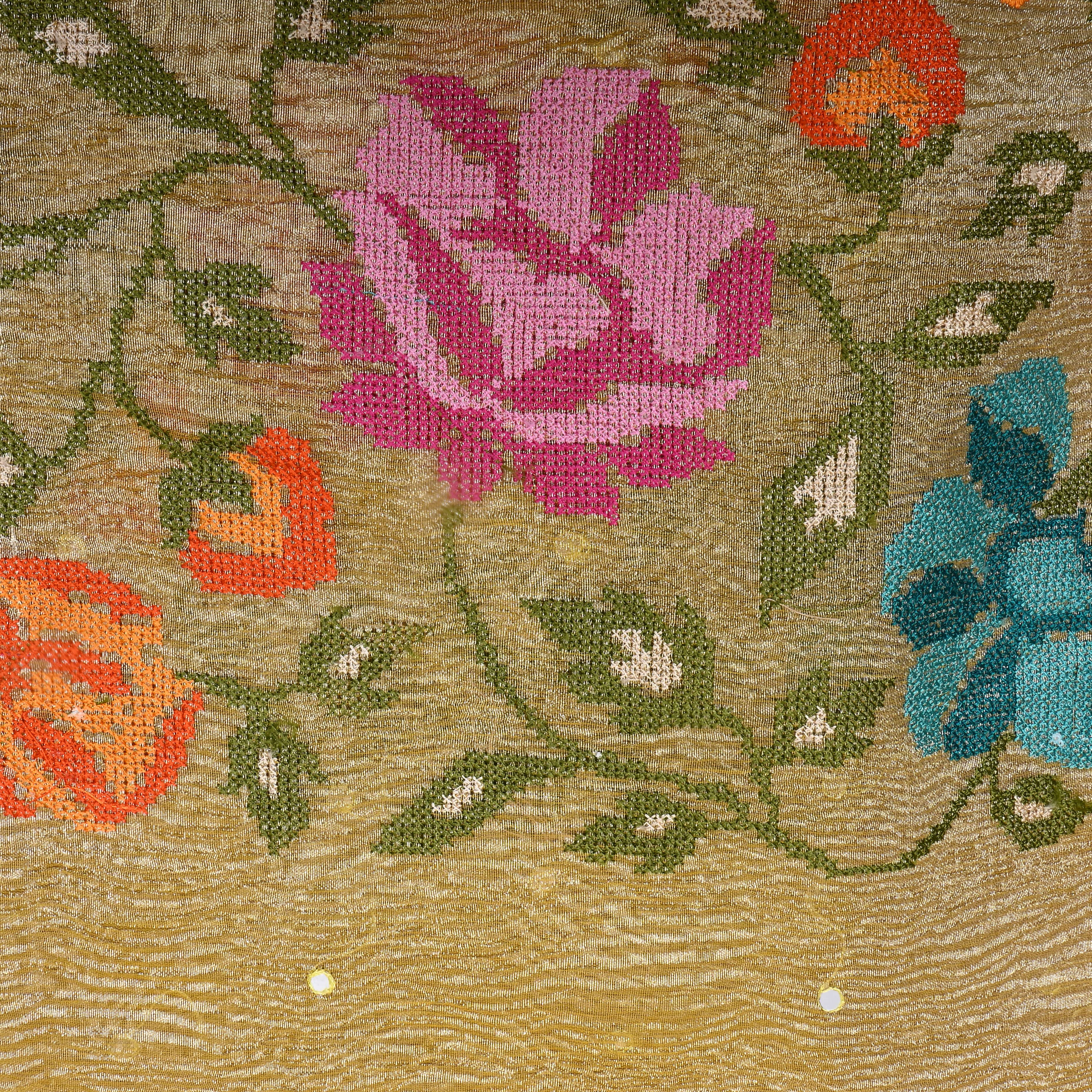 Golden Cross Stitch Tissue Fabric