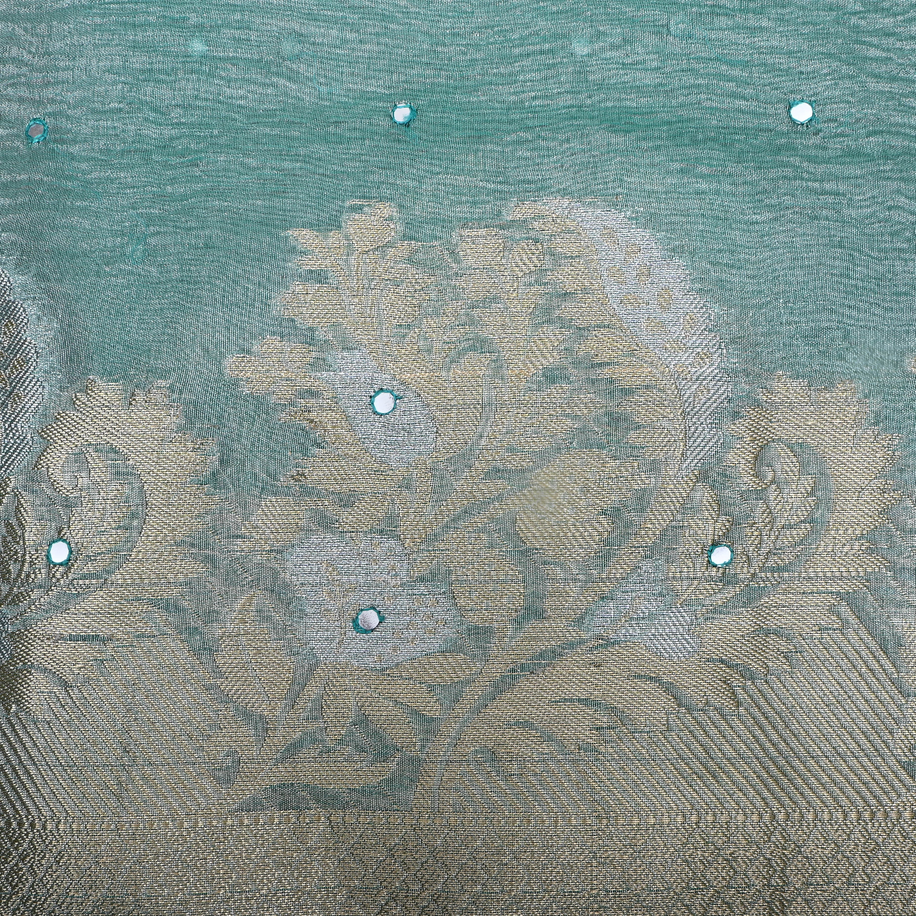 Light Turquoise Zari Woven Tissue Fabric