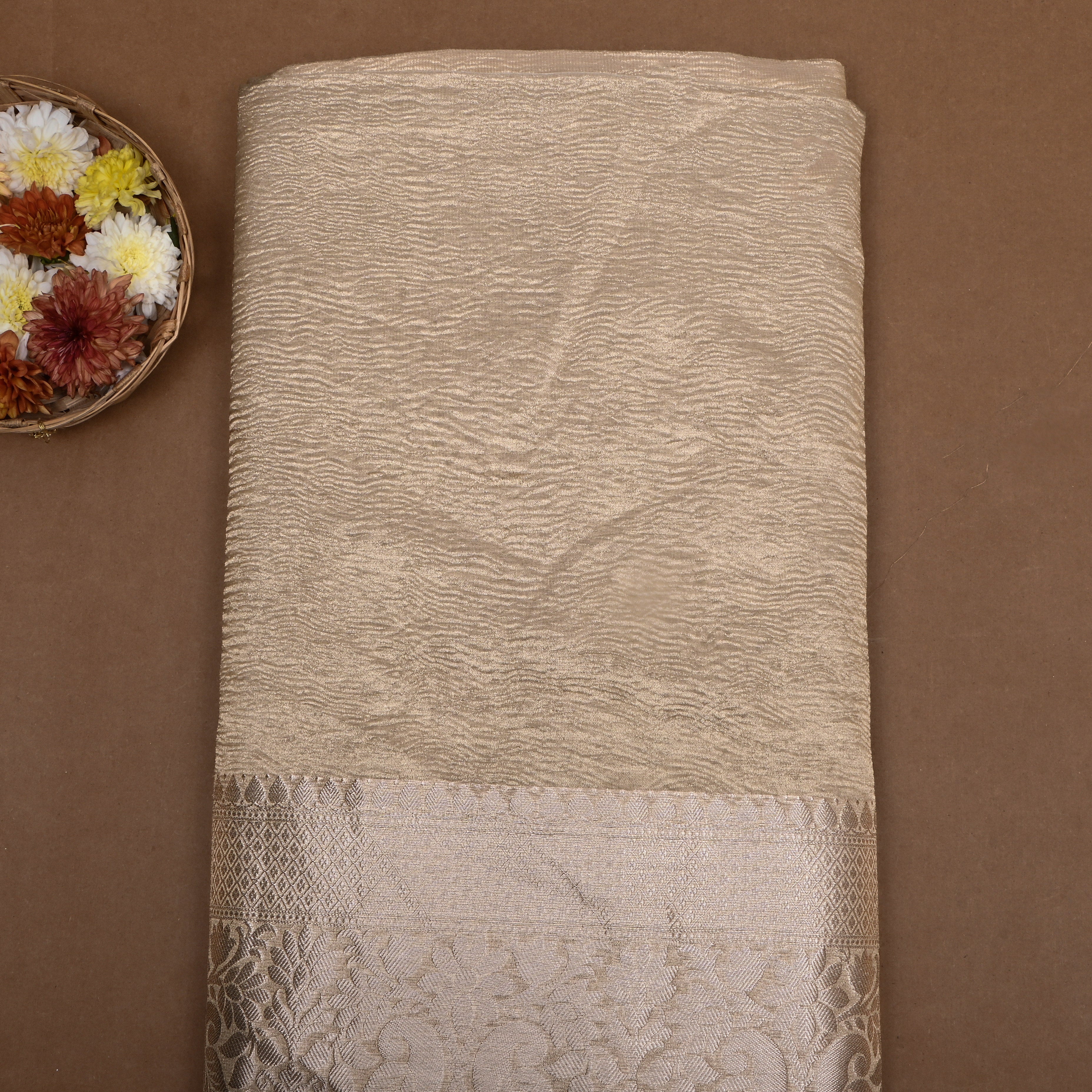 Golden Zari Woven Tissue Fabric