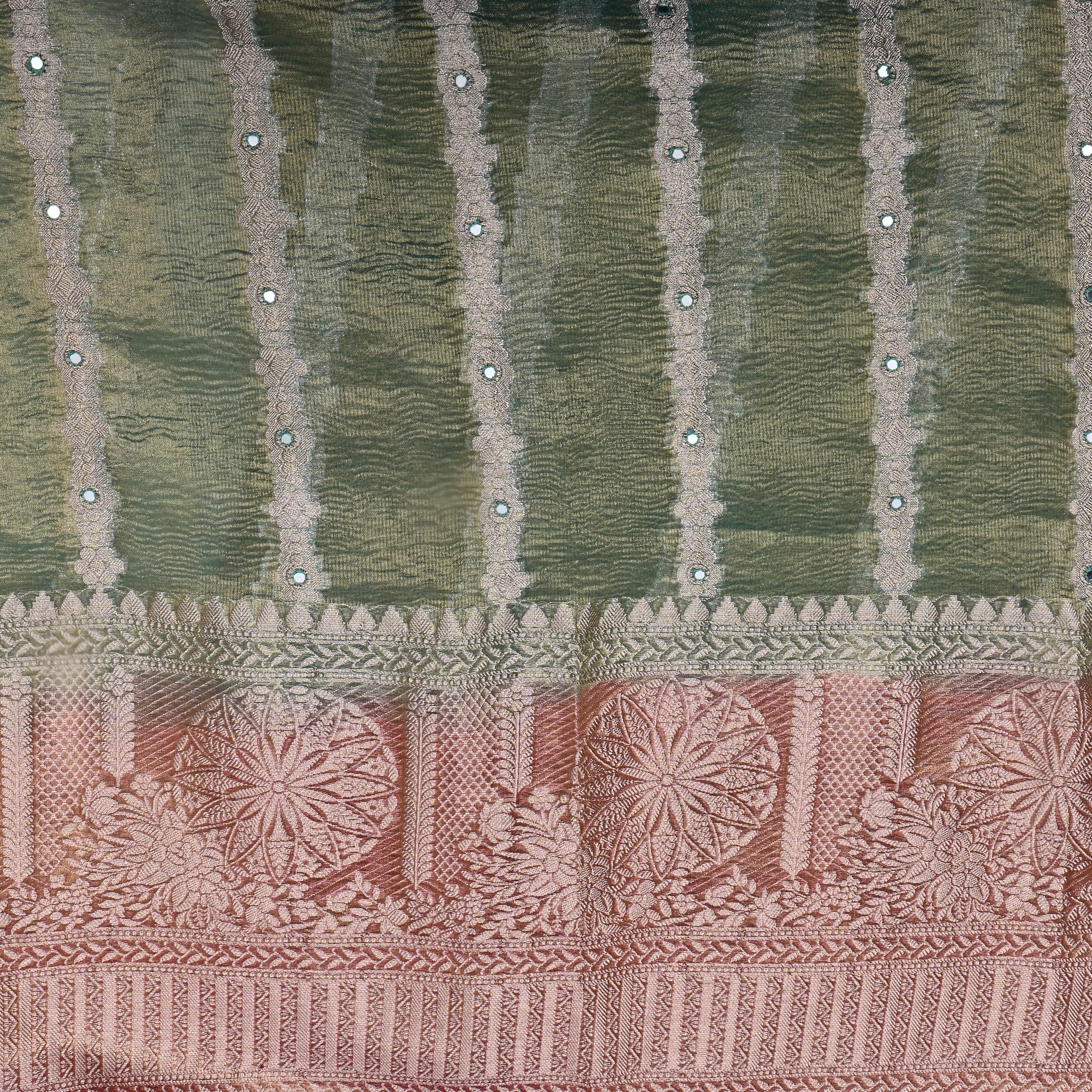 Crape Green Zari Woven Tissue Fabric