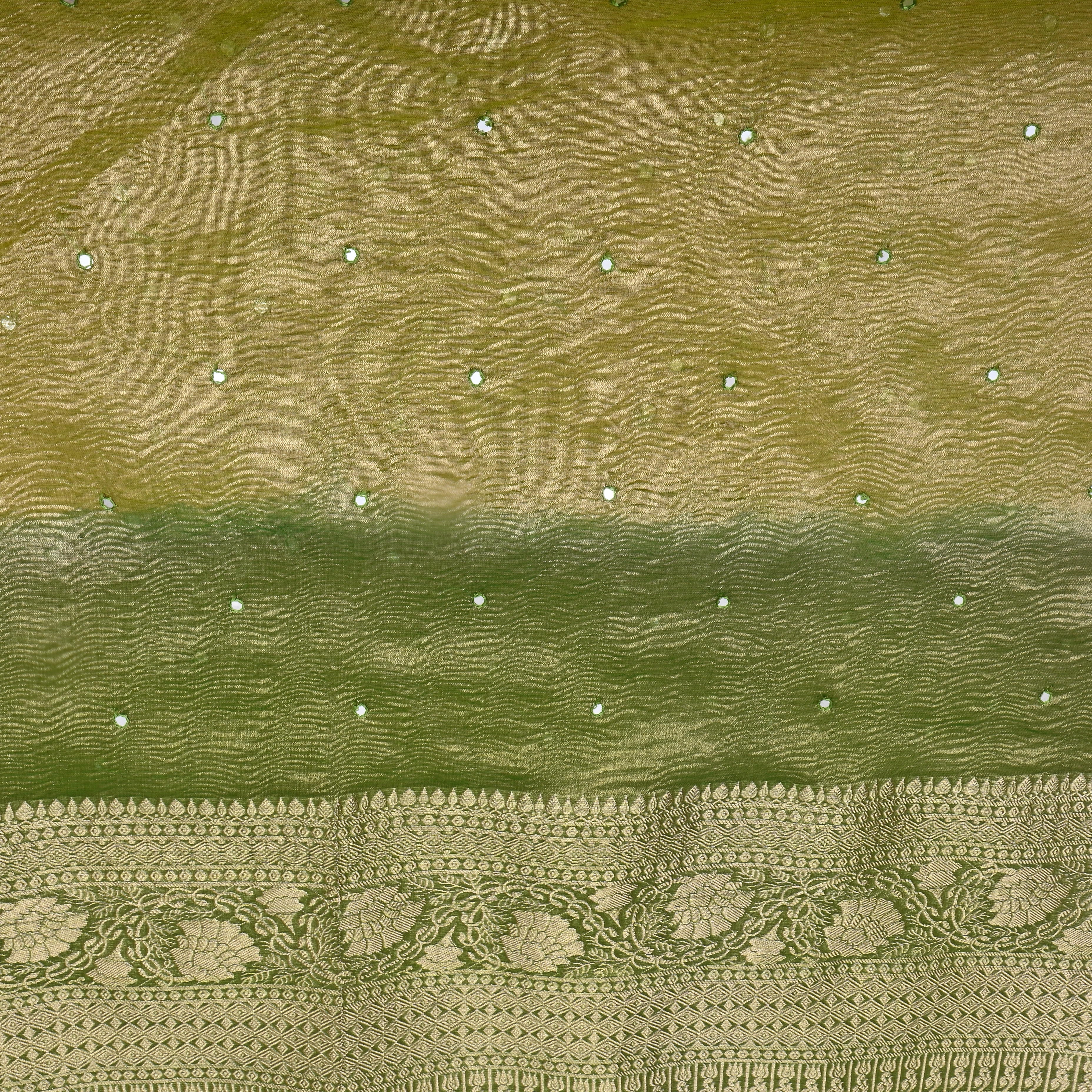 Dual Tone Leaf Green Zari Woven Tissue Fabric