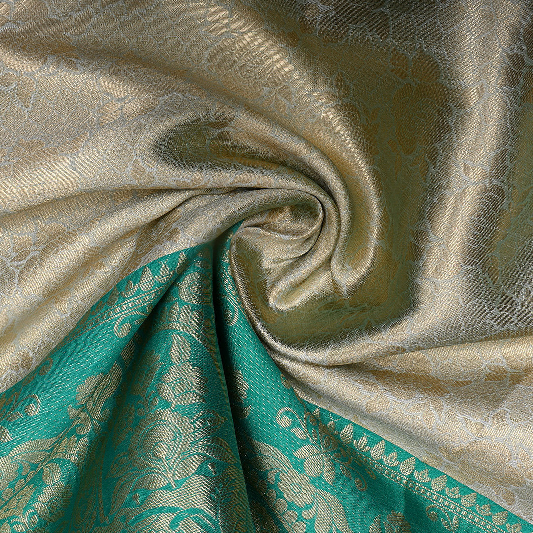 Snow White Zari Weave Jamawar Silk Fabric