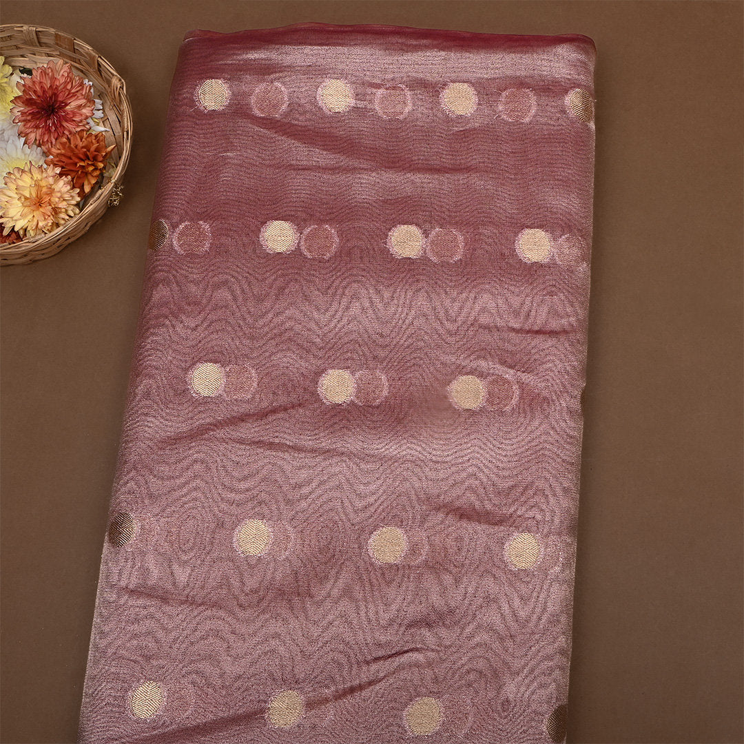 Burgundy Zari Woven Tissue Fabric