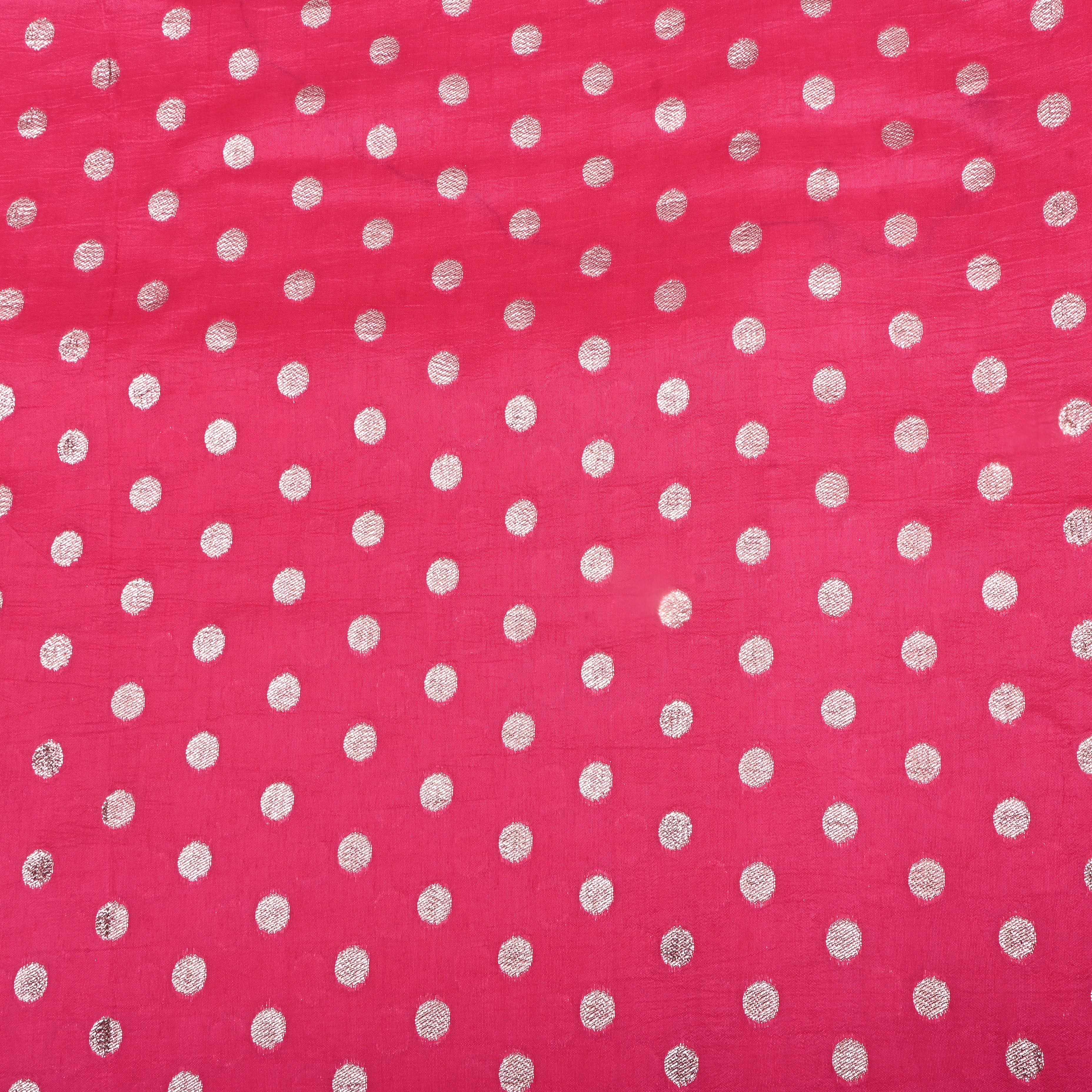 Bright Pink Zari Weave Silk Fabric