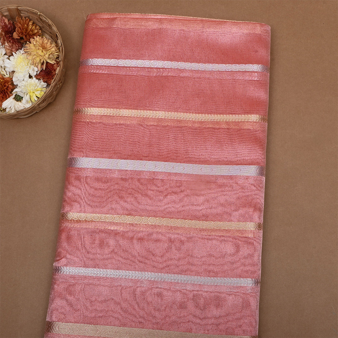 Orchid Pink Zari Woven Tissue Fabric