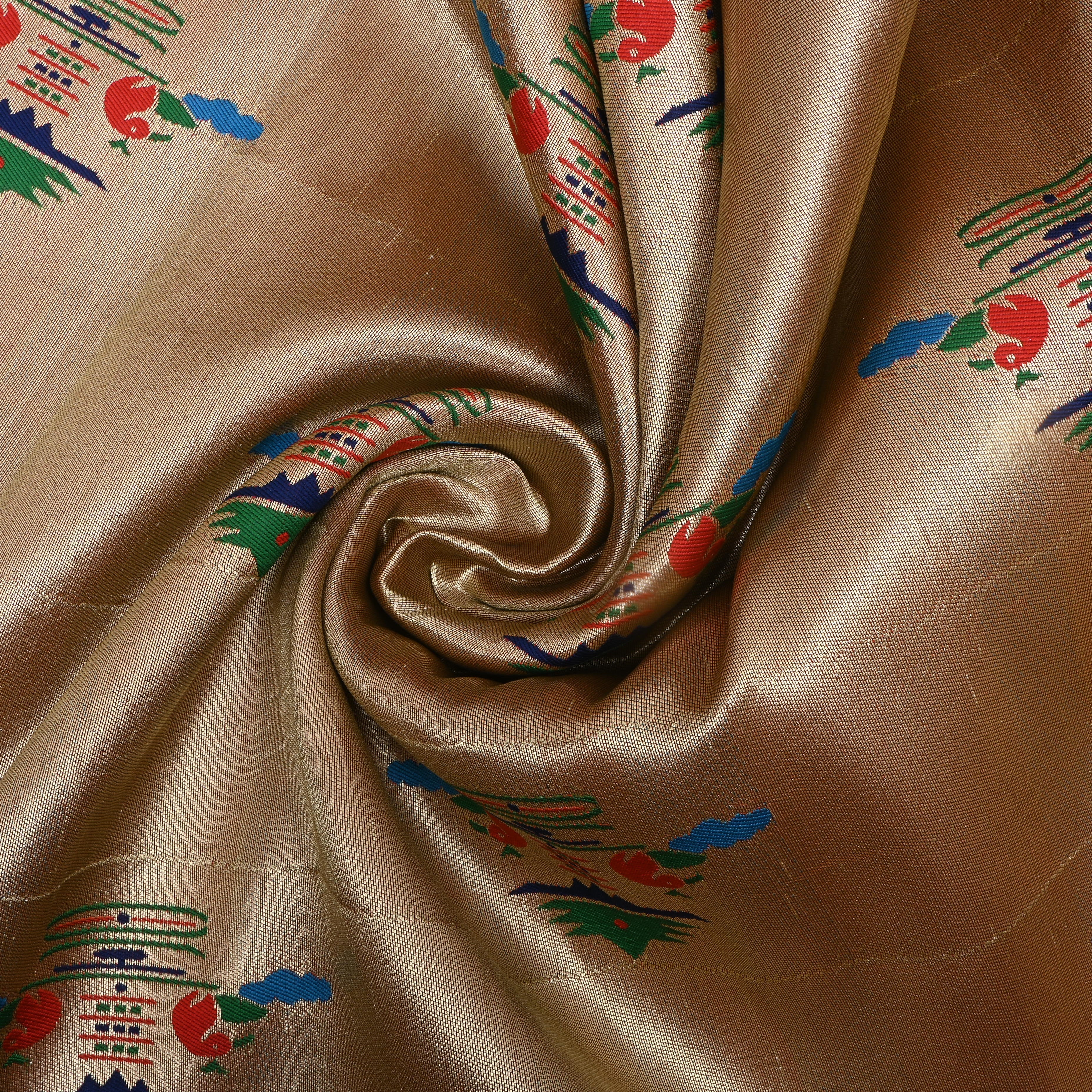 Antique Gold Jamawar Tissue Fabric