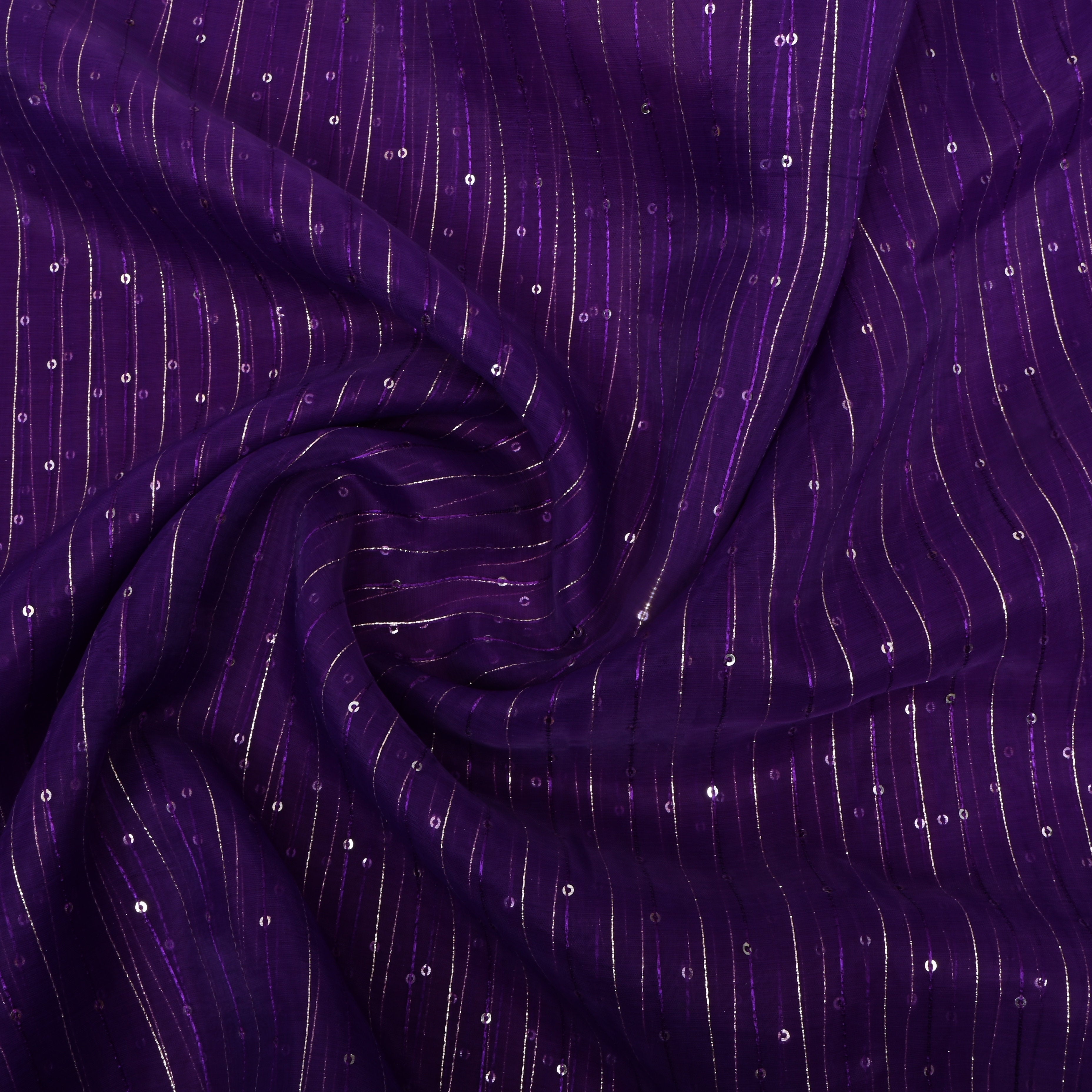Pencil Purple Zari Embroidered Organza Fabric