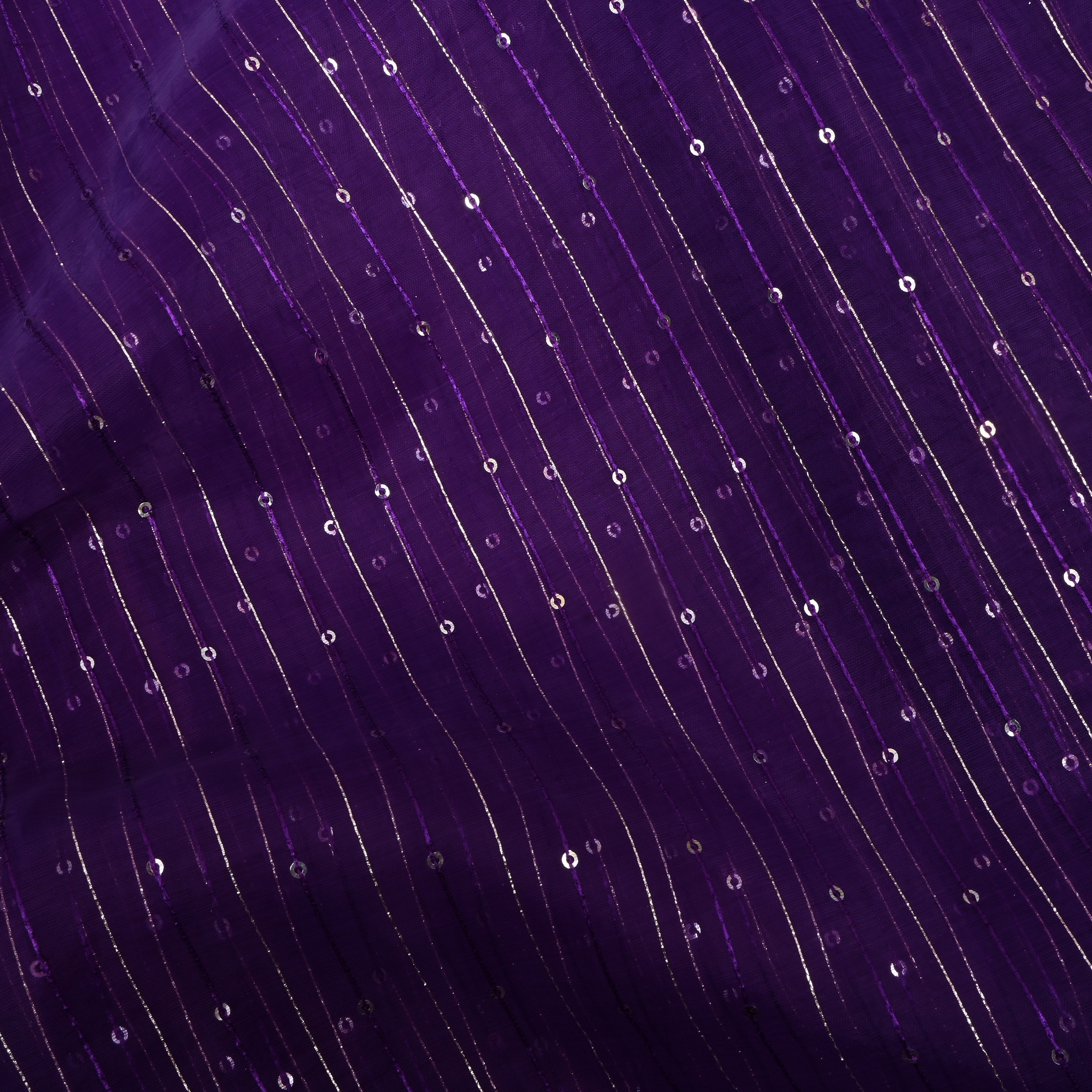 Pencil Purple Zari Embroidered Organza Fabric