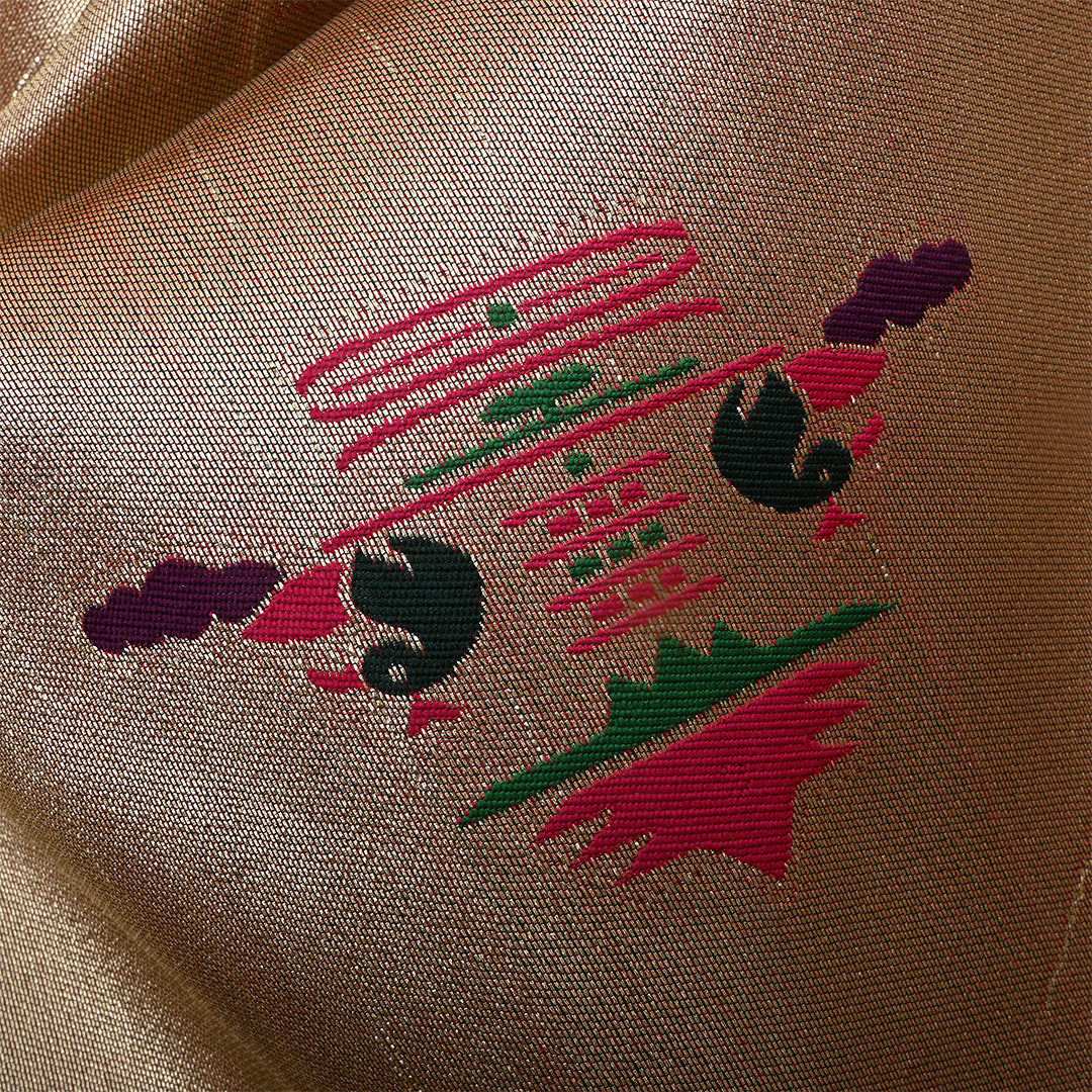 Antique Rose Gold Jamawar Tissue Fabric