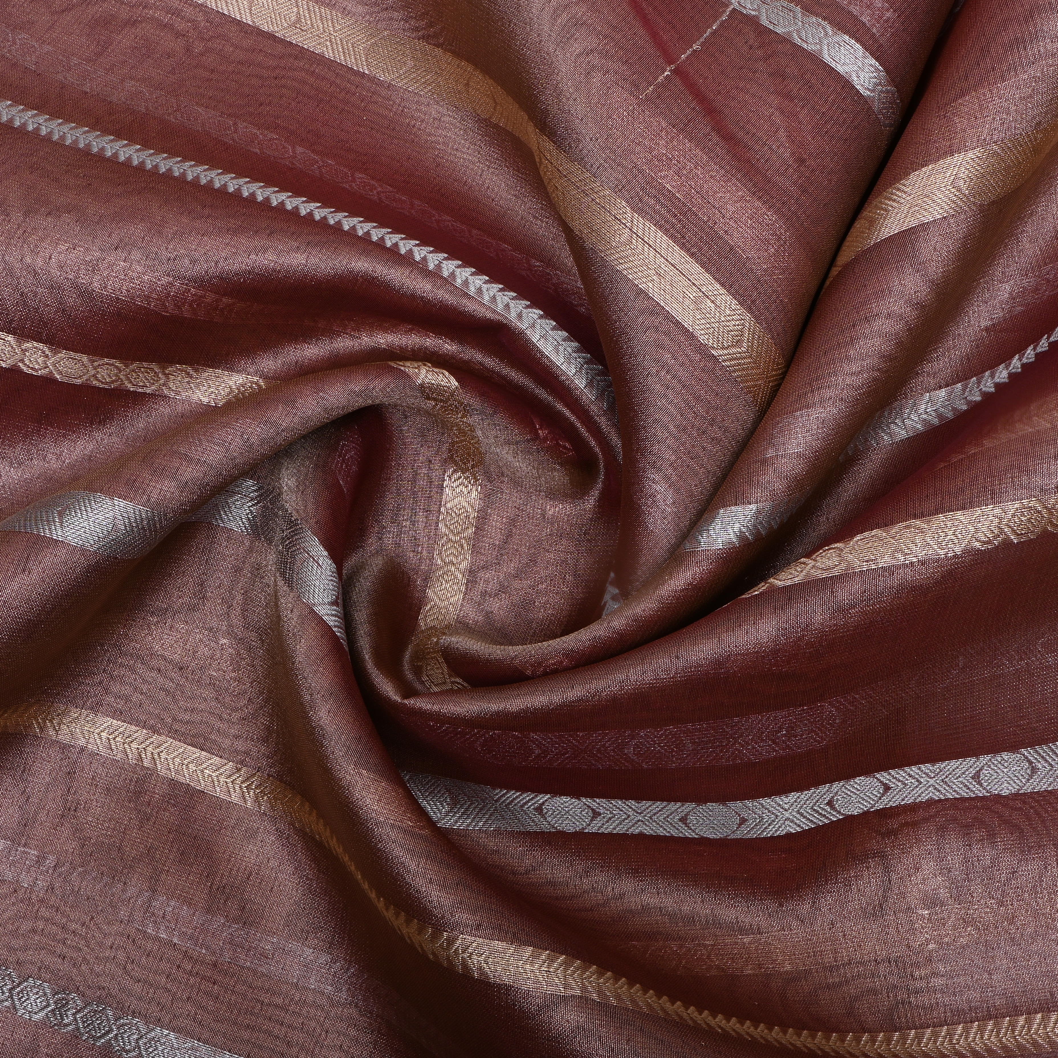 Coco Brown Zari Woven Tissue Fabric